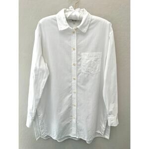 MADEWELL White Cotton Long Sleeve Button Down Shirt Longline Oversized | Small